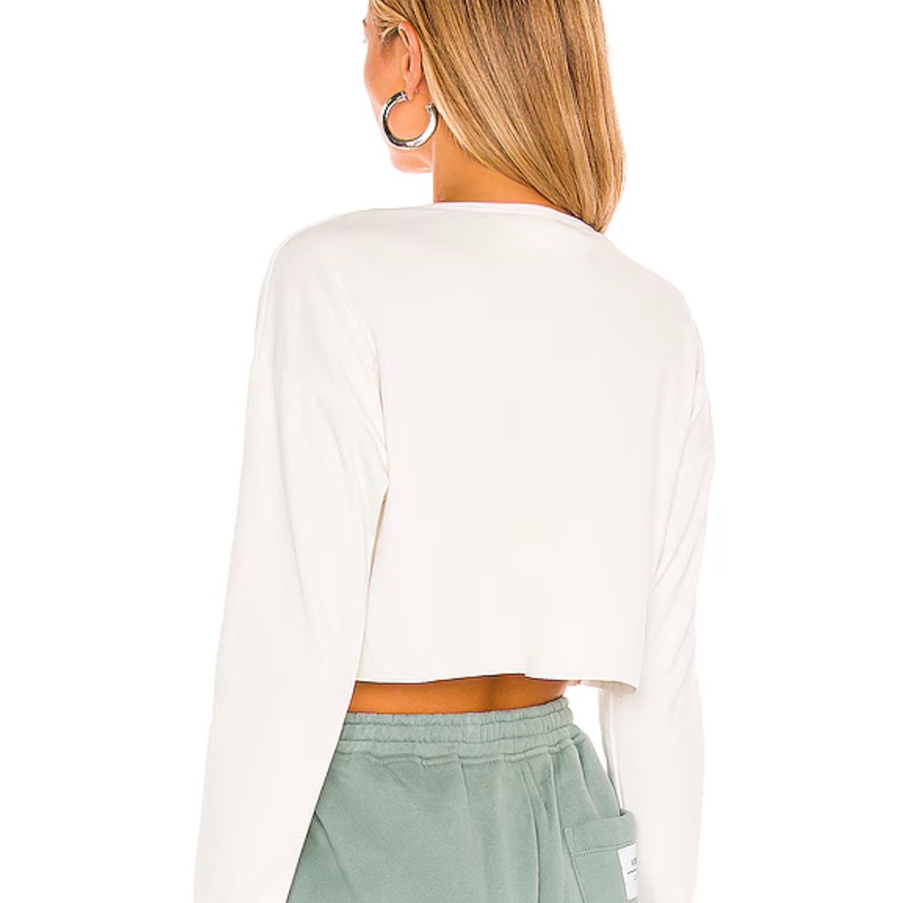White Cropped Button-Up Top - Picture 3 of 6